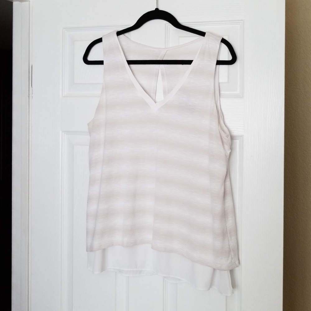 White House Black Market Beige & Ivory Tank